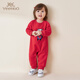 YEEHOO New Year's clothes for a family of three, parent-child clothes for adults and children, velvet sweatshirts, baby sweatshirts, letter panda onesies, YRHAJ32055A 66 cm