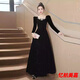Dai Xiaoshi black evening dress high-end light luxury niche French Hepburn sense host female banquet art test coming of age ceremony black long/sleeved L