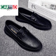 CARTELO trendy brand 2025 spring and summer new men's shoes business men's British casual leather shoes thick sole bean shoes lazy 9905 black 39
