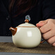Tangfeng Ru Kiln Tea Set Home Teapot Kung Fu Tea Set Beige Song Ci One Pot Two Cups Gift Box