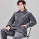 
Xuanduoqi pajamas men's three-layer thickened coral velvet cotton flannel warm home clothing set autumn and winter style C9903# black gray men [milk velvet] XL (125-145Jin [Jin equals 0.5 kg]) three-layer thickened