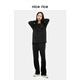 nice rice, thin and skin-friendly 240G loose straight casual men's knitted sweatpants NFC12052 black (240G) S