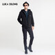 Lucadilong [Wolle + Mulberry Seide] Klassischer Stil personalisierter Modemuster gedruckter Taschenmänner Wolljacke Männer schwarz l 50