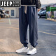 JEEP SPIRIT吉普男士休闲裤2025年秋季宽松大码新款运动裤束脚卫男款潮裤 9207黑色 加绒 L 【111-120斤】