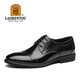 LAORENTOU leather shoes for men spring and autumn first layer cowhide formal shoes men's casual business round toe wedding shoes 1717 black 42