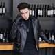JUSHAO Trendy Herren Lederjacke Herrenleder Jacke koreanischer Stil Slim Short Youth Motorcycle Lederjacke Herrenmode W79 Schwarz 2xl