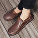 Fat Donglai DL Chaussures pour hommes automne Nouveau mocassins à semelle douce en cuir authentique Chaussures en cuir décontractées à la main de grande taille Men 9918 Brown clair 4427.0