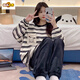 Molianya Pajamas Winter Winter Women's Coral Velvet Plush engrosado Manga larga Conjunto de ropa para el hogar de franela suelta 12401# XL 115-140Jin [Jin iguala 0.5 kg]