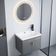 Combinación de gabinete de baño de lavado de pared de casa ancha combinación de baños pequeños de apartamento pequeño de cerámica integrada lavabo profundamente piscina de lavabo 48 cm 4837 con grifo + gabinete espejo