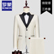 ROMON high-end casual suit men's suit groom wedding dress Korean version slim and handsome business formal suit two-piece suit 3188 black three-piece suit M (80-105)