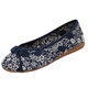 Yonghe Chun Ancient Style Embroidered Shoes Fashion Flat Women's Shoes Old Beijing Cloth Shoes Printed Cloth Hanfu Shoes National Style Cheongsam Women's Single Shoes 166 Dark Blue 40 Smaller Size