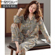 Modal Pyjamas für Frauen im Frühjahr und Herbst Pure Cotton Long Sleeve Herbst Herbst in voller Größe Baumwolle große Mutter mittleren Alters mit mittleren Frühlings- und Sommer-Home-Kleidung C9272 Bohnenpulver Katze M (Empfohlen 80-100 Jin [Jin gleich 0,5 kg]))