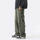POUM casual pants men's spring and autumn style design tooling loose straight pants American niche solid color trousers men BCYMG- G060 military green XL [Suggested 130-154Jin [Jin equals 0.5 kg]]