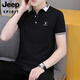 JEEP SPIRIT翻领polo.衫男简约风丝光棉短袖t恤有带领子男士休闲商务上衣 683黑色 2XL 145-165斤