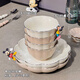 Shantoulin Village Qipai Keramikschüsselplatte Tischgeschirr High-Temperature Unterglasur Bunte Haushalt bewegende Geschenkschalenschüsselschalenkoteletts Set gebrauchte Set 8,5-Zoll-Blumenplatte ohne Gold 2 1278 2-teilige Set