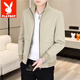 Playboy (PLAYBOY) Men's new stand-up collar jacket zipper shirt top spring and autumn casual fashion Korean style young handsome boy jacket 2687 black XL
