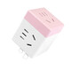 Delipow power strip, one to three multifunctional sockets, USB charging head/wireless socket converter/travel conversion plug, one to three plugs, pink