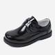 Wei Jing Boys' Leather Shoes Black Genuine Leather British Style White Shoes Student Performance Shoes Children's Soft Soled Little Boys Spring and Autumn Style Black Size 35 Inner Length 22.2cm