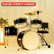 俏娃宝贝合金架子鼓儿童初学男孩玩具3-5-8岁家用练手敲打击乐器爵士6礼物 黑：银圈枫木合金5鼓1镲+凳踩镲