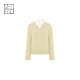 MEIYANG cheese sweater Xin'ao machine washable wool X anti-wrinkle shirt college style fake two-piece casual new sweater for women beige S