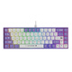 Ajazz AK680 Clavier mécanique filaire, capuchon à double clé, clé 68, berceau à chaud, clavier mécanique personnalisé, effet d'éclairage de couleur mixte, portable et compact, violet et blanc, rouleau de thé