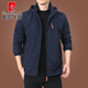 Pier Cardin Marke High-End-Herrenkleidung Outdoor Herrenjacke Herbst und Winter 2025 Neue Herbst-Tops mittleren Alters plus Samtclips plus Samt 9898 Schwarzes Modell M.