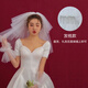 Crystal fluffy short veil registration bow bridal veil headdress fashionable retro wedding photo props