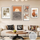 Huaishu Cream Style Living Room Decorative Painting Medium Style Sofa Background Wall Hanging Painting Combination Painting Nordic Retro Art Mural Z3884 35*50/50*70/30*40*2/40*60 Textured Oil Canvas Ps Black Frame