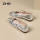 ZHR Single-Schuhe für Frauen im Herbst, leichte Mund Mary Jane Schuhe Spiegel Ein-Liner-Frauenschuhe AH335 Silber 37