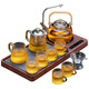 Zhengyang glass tea set office high-end complete set of pumping Kung Fu tea tray and boiling water integrated tea table electric ceramic stove tea making device Ge (one-piece pumping Hu) 900+ automatic (pavilion) six-color handle