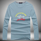 Jane Mas Paul Italian Shark Men's T-shirt Spring and Autumn New Mercerized Cotton Round Neck Long Sleeve T-shirt Men's Letter Print Base Shirt Men Blue-7003 M (110Jin [Jin equals 0.5 kg] to 130Jin [Jin equals 0.5 kg])