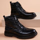 COOKOOS brand Martin boots men's top layer cowhide genuine leather British style Zhongbang work boots casual versatile leather boots men's black 38 (240mm)