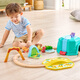 HAPE BAIR GLAY TOYS Multifunktionales Holz-Zug-Zugspielzeuggebäude-Baugruppe Set 3-6 Jahre alte Männer und Frauen Kinderspielzeug E3828 Dinosaurier-Welt-Zugspielzeug Set Set