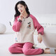 Comfortable shirt for women, winter pure cotton long sleeves, autumn and winter warmth thin cotton air cotton mezzanine, women's warm home clothing MC15276 XXL (recommended 135-150Jin [Jin equals 0.5 kg])