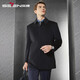 Seven brand cashmere woolen coat men's mid-length winter thick style business daddy wool coat warm winter coat black XL 180/96A
