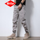 Canelin Kiskha high-end 2025 summer black work pants men's American Harem pants large size loose tying feet casual long trousers 8004 military green regular XL size