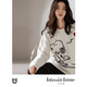 
Benny Bear Beiyeon Snoopy Fall and Winter Pajamas Women's Long Sleeve Round Neck Pullover Half-Side Fleece Set Warm Coral Fleece Home Clothing F6996 Color M (Height 160, Weight about 90-100)
