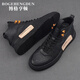 Borghunton Brand Martin Boots Bottes courtes pour hommes printemps Nouveau style britannique épais semelle polyvalente en cuir à lignes de moto