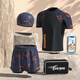 You swimsuit men's anti-embarrassment loose double-layer swimming trunks sun protection hot spring swimsuit five-piece set 13553 blue bear XL