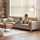 Genji Wood Language Fabric Sofa Simple Modern Living Room Solid Wood Sofa Small Apartment Corner Sofa Gravel White Small Three-Seater