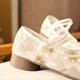 Juan's silk summer old Beijing cloth shoes ethnic style embroidered shoes ancient style mesh breathable Hanfu shoes women's embroidered low-heeled cheongsam shoes white 36