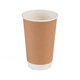 Disposable coffee cup with lid, hot drink cup with lid, commercial take-out packaging cup, soy milk hollow kraft paper cup, 400ml double-layer kraft paper cup, white conjoined lid song, 50 sets