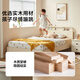 Lin's Home Bed Children's Bed Boy Feet Feet Feet Feet Children Girl Bed Princess Camino Un solo Muebles para la habitación de los niños Nordic KN4A [Lotus White] Cama para niños + colchón 1050 mm*2000 mm