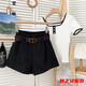 Rongxitu-Shorts für Frauen im Herbst und Winter Neue Stil mit hoher Taille mit breiten Beinen von außen und vielseitig schlank-solide Stiefelhosen außen und Rockhosen an der Außenseite. Shorts (6218 Black) S 80-90jin [Jin ist gleich 0,5 kg]