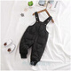 Warm winter baby down cotton overalls for toddlers, quilted and warm, women's outer wear with openable stalls, boys' winter baby thickened cotton pants, down cotton black 100