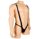 Gay sexy men's low-waist thong black imitation leather PU sexy one-piece suspenders T-pants bar performance wear