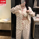 北极绒2024新款睡衣女春秋季甜美公主风带胸垫可外穿长袖开衫家居服套装 12049 彩条小猫 带胸垫 160(M)