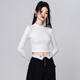 NOME bottoming shirt for women 2026 early spring new style short high collar, inner and outer wear, navel-baring bottoming long sleeves, black M