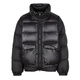 Sketch men's autumn and winter new casual loose down jacket short splicing contrasting color warm trendy and comfortable jacket 001 black XL