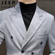 Jeep (JEEP) men's suit suit wedding high-end wedding groom slim fit lapel double-breasted casual small suit jacket black single suit M recommended 110Jin Jin is equal to within 0.5 kg